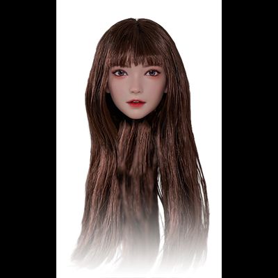 Женская голова (скульпт) с длинными каштановыми волосами и подвижными глазами - 1/6 scale Asian Movable Eyes Beauty Head Sculpt Yueyue (ZC016A) - Z6TOYS