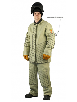 Костюм сварщика брезентовый, усиленный, ГОСТ 12.4.250-2013