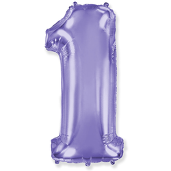 Воздушный шар фольгированный "ЦИФРА 1. Сиреневый" 102 см.