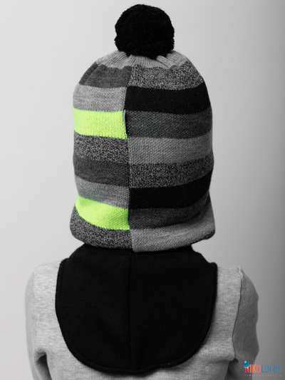 Шапка-шлем 20101-02 с утеплителем, х/б  подклад , черный,серый,салатовый 56-58