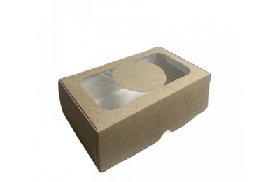 Коробка для десерта (крафт/белая), 172*101*55мм