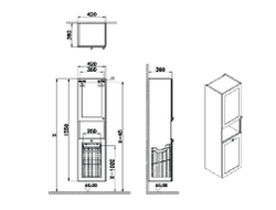 Пенал высокий, Vitra Root Classic, 40 см, с корзиной для белья, матовый серый, левосторонний, 68519