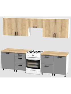 Кухня Эконом 2,1 метра (600х450х600х450) Цвет: Дуб Вотан/Базальт