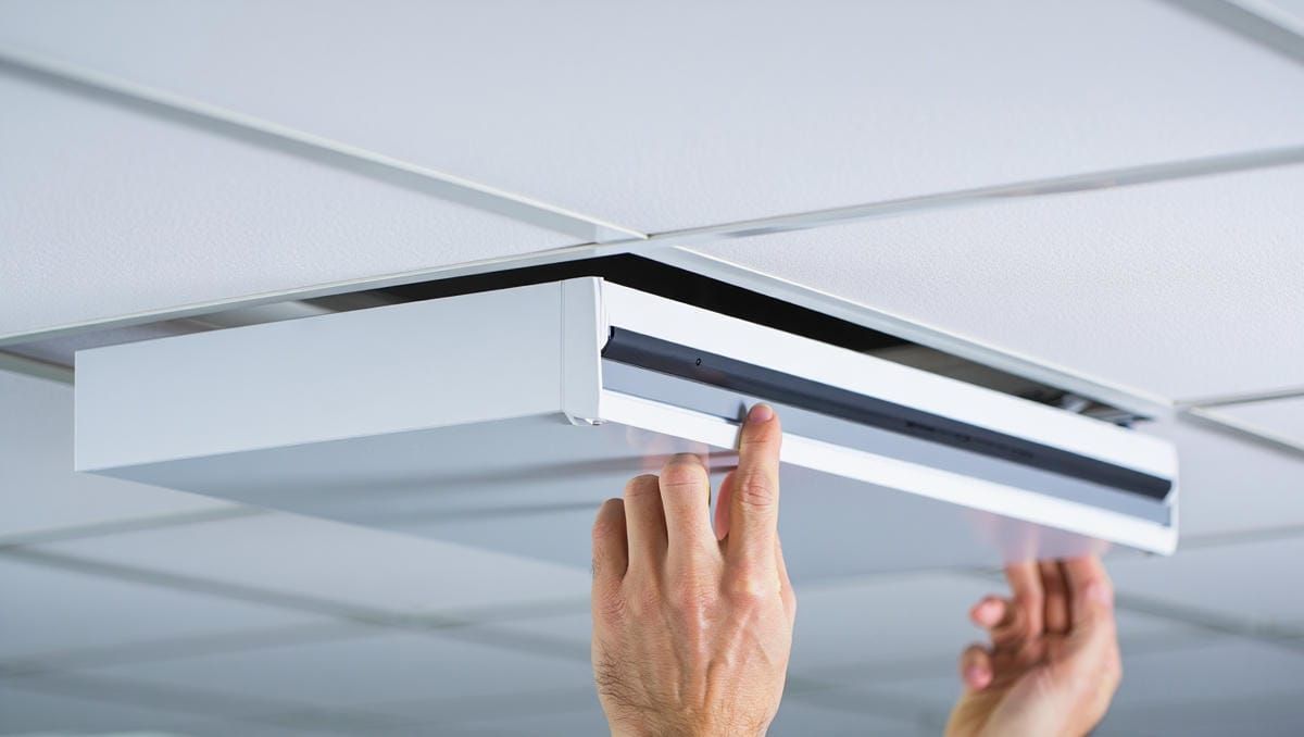 Монтаж и офисный светодиодный светильник 595х595 в потолок Armstrong