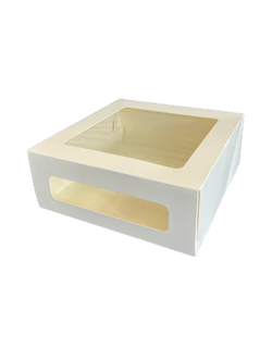 Коробка для торта с 2 окнами (белая), 180*180*100мм