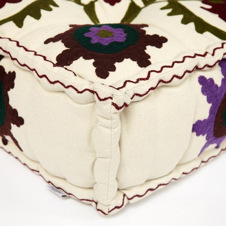 Модуль мягкий Secret De Maison MAHARAJA (mod. MA-106) cotton Kilim, 80х80х20см, белый с цветами