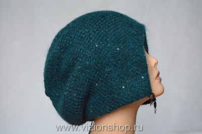 Шапка ушанка вязаная изумрудного зеленого цвета Vizio италия фото