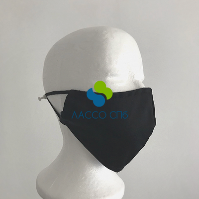 Защитная маска Премиум Черная Хлопковая двухслойная