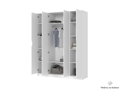 Руна ШК-04 Шкаф 4-х створчатый Белый/Белый