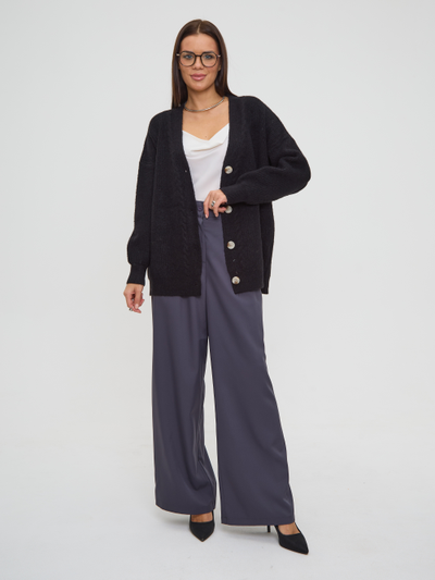 Вязаный удлиненный кардиган оверсайз на пуговицах