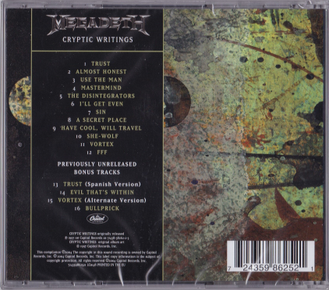 Купить диск Megadeth – Cryptic Writings в интернет-магазине CD и LP "Музыкальный прилавок" в Липецке