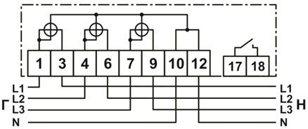 СХЕМА ПОДКЛЮЧЕНИЯ СЧЕТЧИКА NP73Е.2-6-1