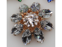 ПУГОВИЦЫ ДЕКОРАТИВНЫЕ СО СТРАЗАМИ Dolce&Gabbana, 31 мм. 50 шт. Р-0060. Цвет: серебристый