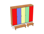 Ш.дт.5 (м) Шкаф детский для одежды 5-местный 1596х330х1400, на металлокаркасе, дверь прямоугольная