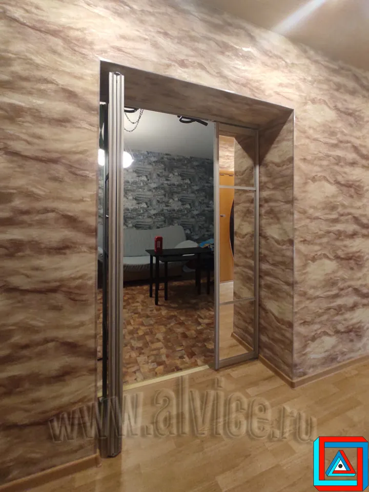 Ширина створок подобрана под толщину стен 