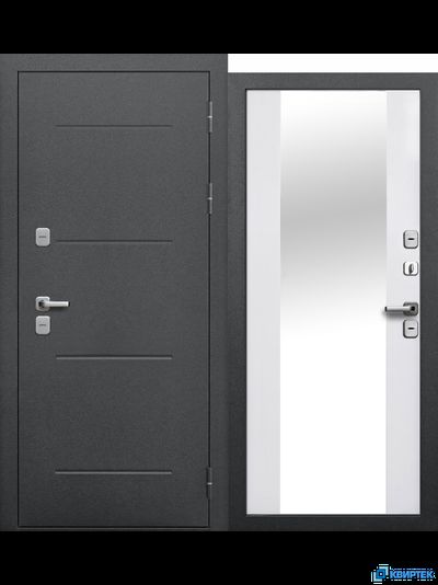 Дверь входная с терморазрывом Isoterma Серебро 11 см Зеркало купить в Челябинске | КВИРТЕК