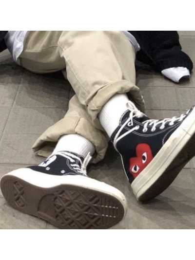 Converse Comme Des Garcons с сердечком черные высокие