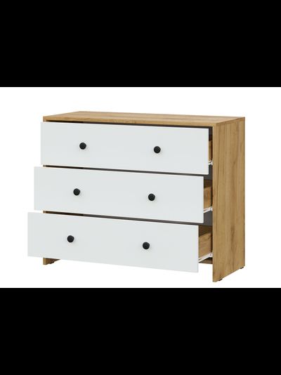 Дольче комод 3 ящика Дуб золотой/Белый