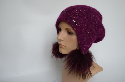 Vizio Италия 8022 PP66 ушанка с помпонами фуксия цвет 20