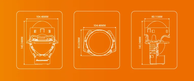 Билед модули Aozoom A25 2025 3.0 дюйма, 2 чипа, 5500K, 12V, 66W/75W, крепление 3R (комплект, 2шт)