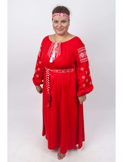 Славянское платье с вышивкой  "Репейник счастья".