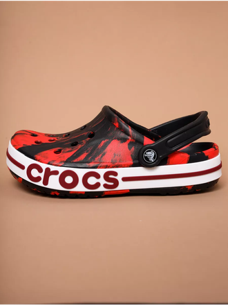 CROCS BAYABAND RED BLACK PRINTED КРАСНЫЕ