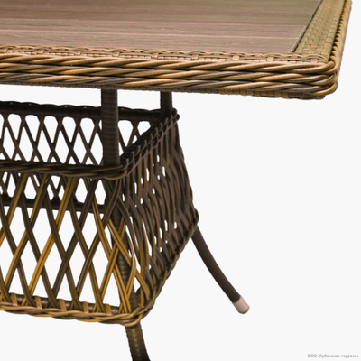 Стол Прованс прямоугольный ДПК/стекло 160 см из ротанга
