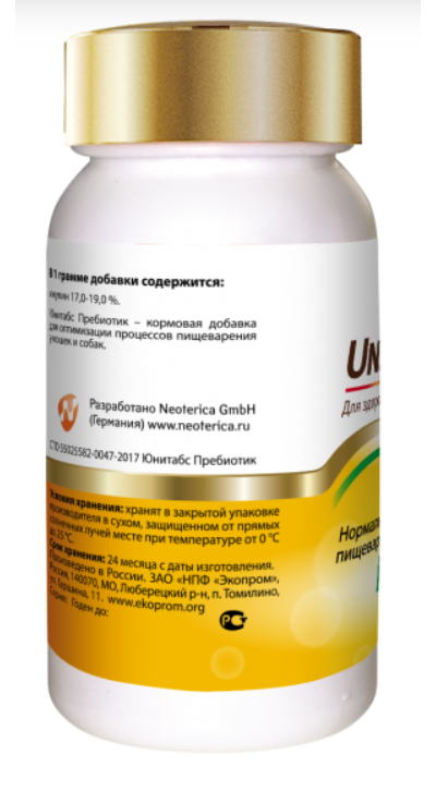 Пребиотический комплекс для собак и кошек Unitabs Prebiotic для нормализации пищеварения, 100 таб.
