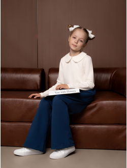 Брюки палаццо с утяжками (синий)