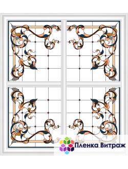 Пленка самоклеющаяся на потолок , витражная пленка, пленочный витраж с классическим рисунком