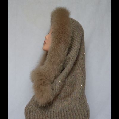 Шарф труба женский Италия Vizio 6128 Taylor Brill KSP V бежевый с мехом