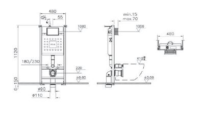 Комплект: подвесного безободкового унитаза SmoothFlush с сиденьем с микролифтом, инсталляцией и кнопкой Root Round глянцевый хром, VitrA Sanibelle, 9878B003-7200