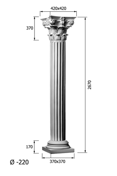 размеры колонны KLN-220-1 диаметр 220 мм