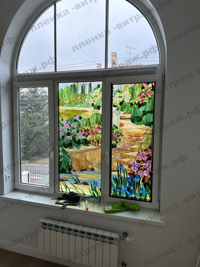 Витражная пленка, витражная пленка самоклеющаяся под заказ,пленочный витраж в классическом стиле