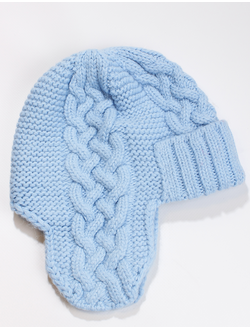 Шапка женская ушанка "Плетёнка" 11527-1 голубая, джинс, бежевая, серая
