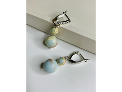 Серьги из голубого халцедона