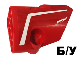 ! Б/У - Technic, Panel Fairing # 2 Small Smooth Short, Side B with White Stripe and 'DUCATI' Pattern Sticker - Set 42107, Red (87086pb059) - Б/У