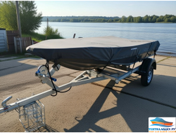 Транспортировочный и стояночный тент для лодки ВАЙТМАНА  400R  с лебедкой и роульсом