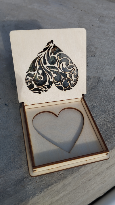 Шкатулка под кольца 100х100х12 мм, фанера