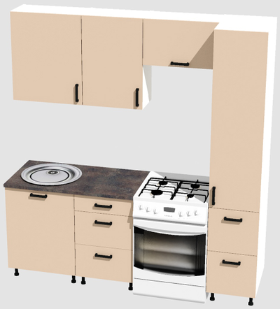 Кухня Эконом 1,5 метра с колонкой (1100х400) Цвет: Фон бежевый/Фон бежевый