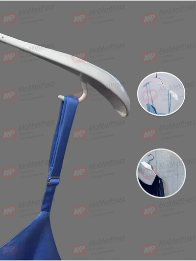 AM010W (SHL010W) Вешалка металлическая с прорезиновыми плечиками и с деревянной вставкой цвет: белый