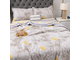 Комплект постельного белья 1.5 спальное или Евро сатин с одеялом покрывалом рисунок Папоротник цветы OB080