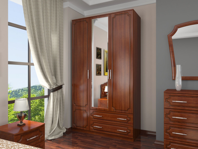 ШР-3 (пл./бел.) 2 больш. ящика с зеркалом (Браво мебель)