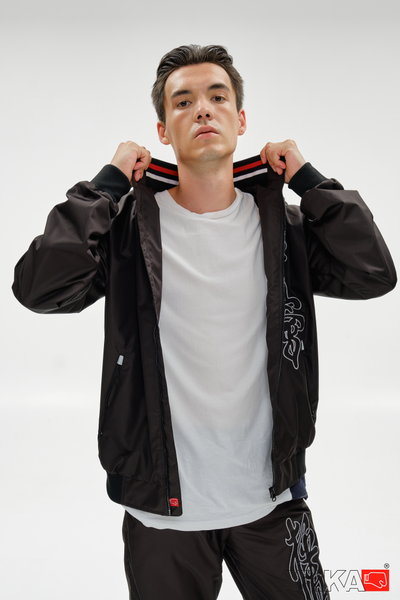 Костюм спортивный KANJI с символикой каратэ, черный, APIKA, вышивка киокушинкай