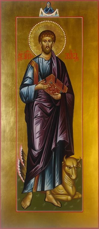 Лука, святой Апостол, Евангелист. Рукописная мерная икона.