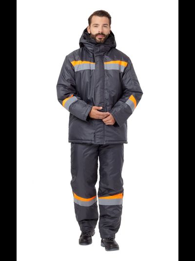 Костюм КОМФОРТ-ЗИМА с полукомбинезоном, серый/оранжевый