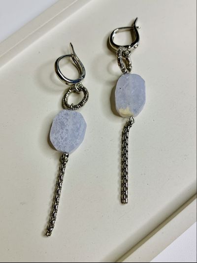 Серьги с голубым агатом