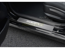 Накладки на пороги для Hyundai Solaris 2017-