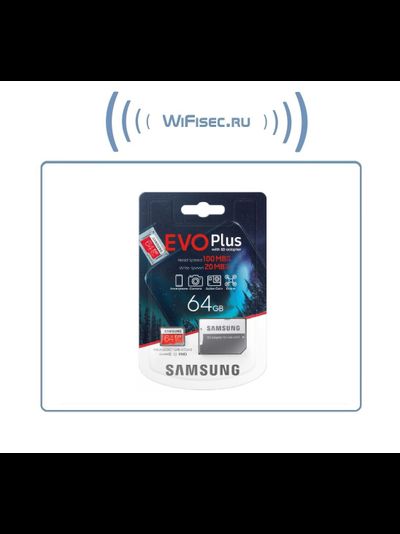 Карта памяти microSDXC UHS-I U1 SAMSUNG EVO PLUS 64 ГБ, Class 10, MB-MC64HA/RU + адаптер (100/20)