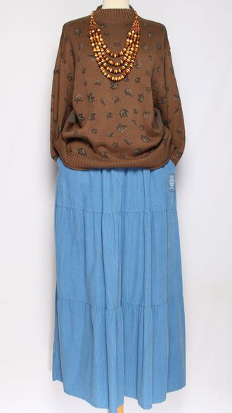 ДЖЕМПЕР ХЛОПОК "СТОЙКА МЕЛКИЕ ЛИСТИКИ" шоколад, мокко до р.54